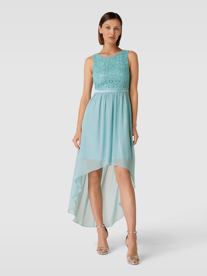 Cocktailkleid mit Paillettenbesatz in helltürkis