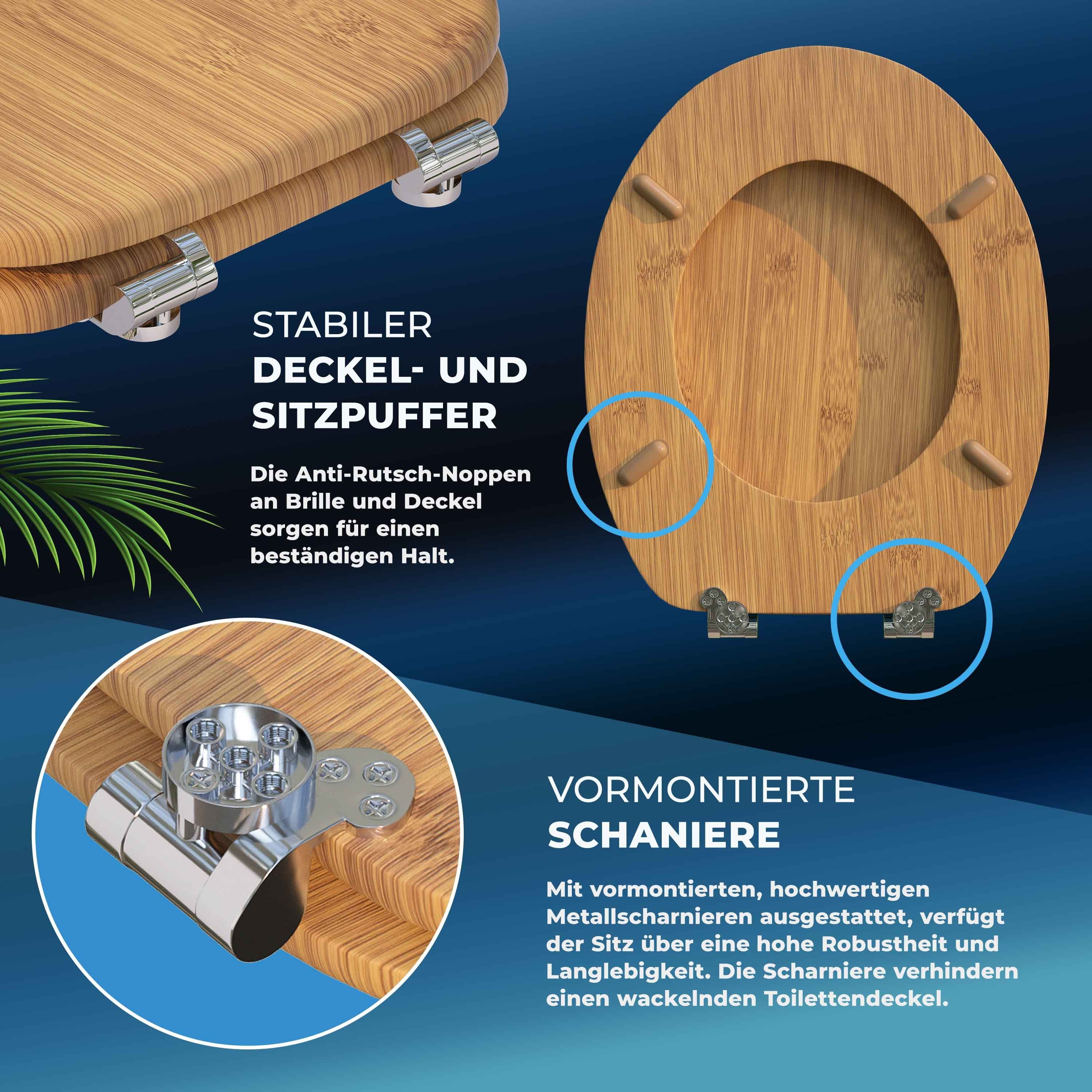 Casaria WC-Sitz, Doppelte Absenkautomatik MDF Holz hygienisch Toilettensitz Klobrille