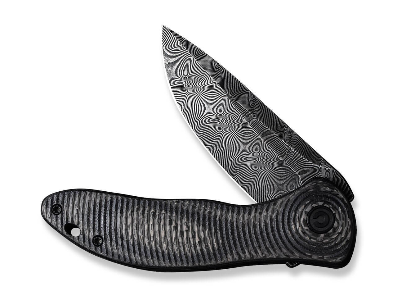 Synergy3 Black G10 Twill Carbon Damascus