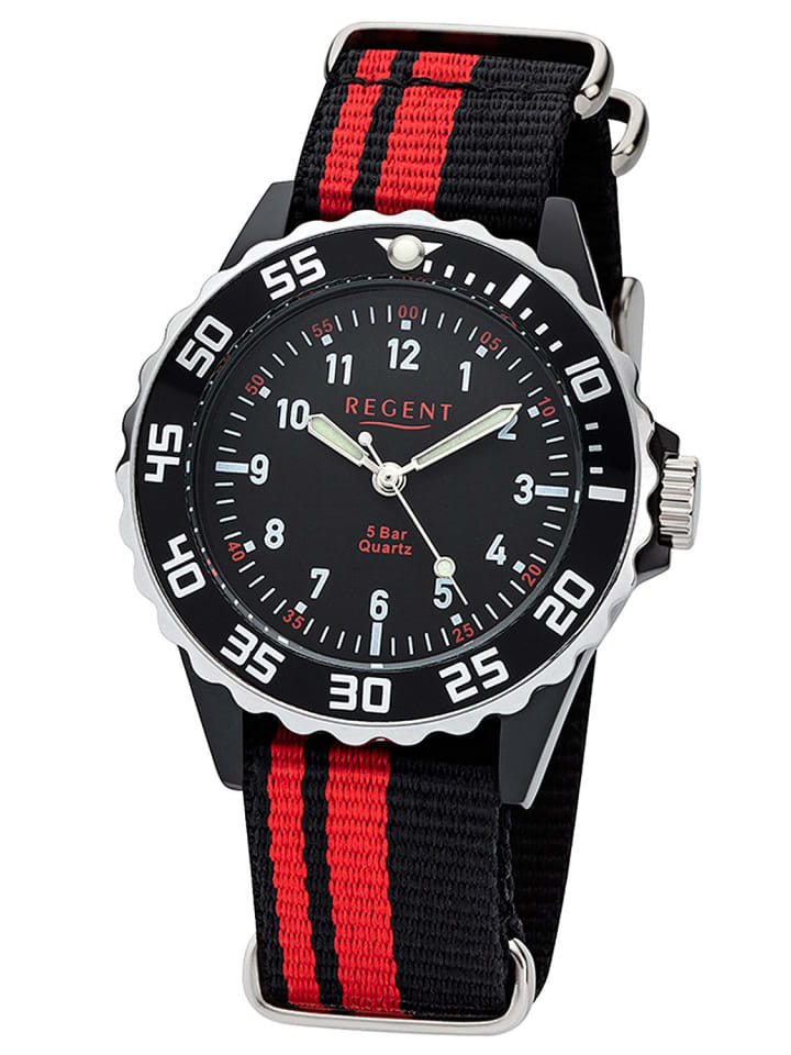 Regent Kinderuhr 5 Bar Wasserdicht Schwarz/Rot Ø 36 mm günstig kaufen onesize