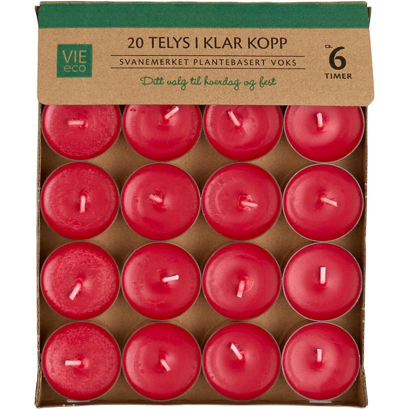 Vie Eco Telys 20-pk 6 timer rød Vie Eco