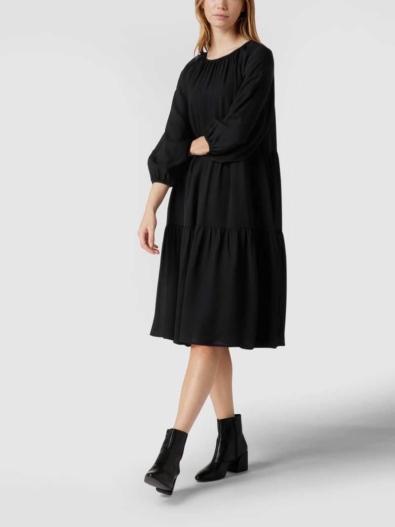 Midikleid aus Viskose Modell 'Tiia' in schwarz