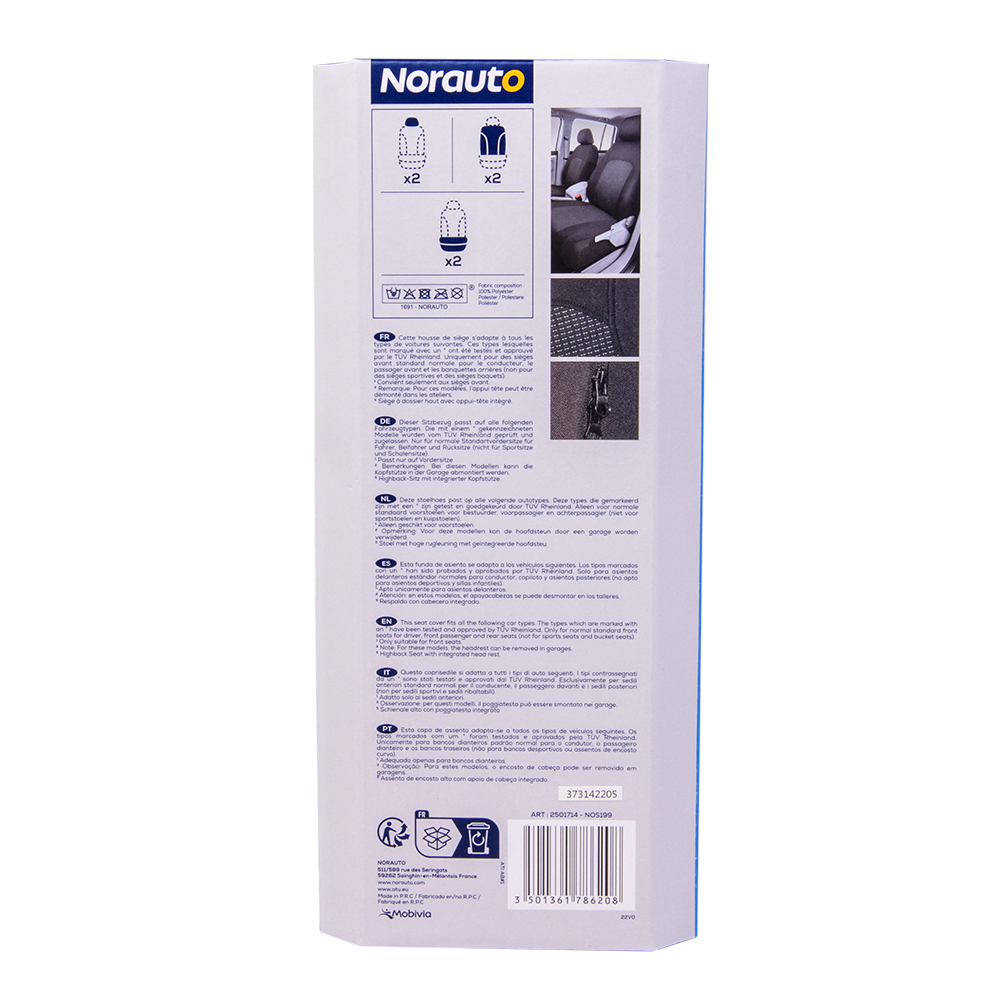 Norauto Mercury Universal schwarze Vordersitzbezüge, Satz mit 2 Bezügen - ATU
