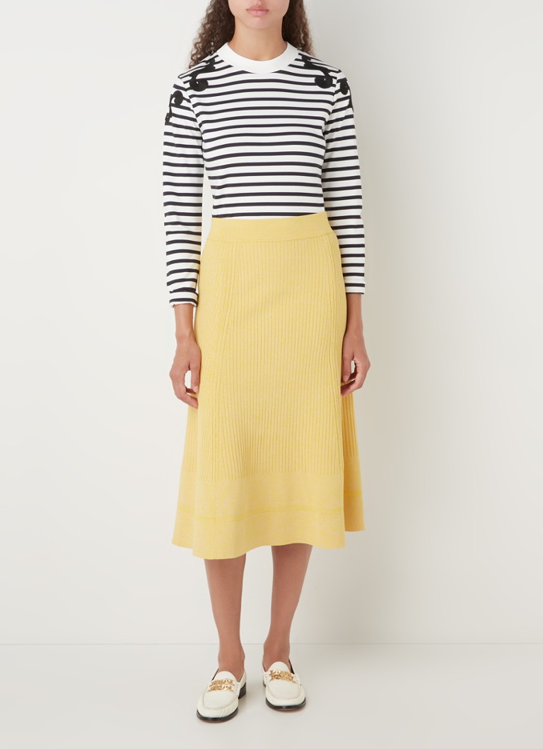 T-shirt a maniche lunghe a righe bretoni di Claudie Pierlot con stampa a righe e ricami