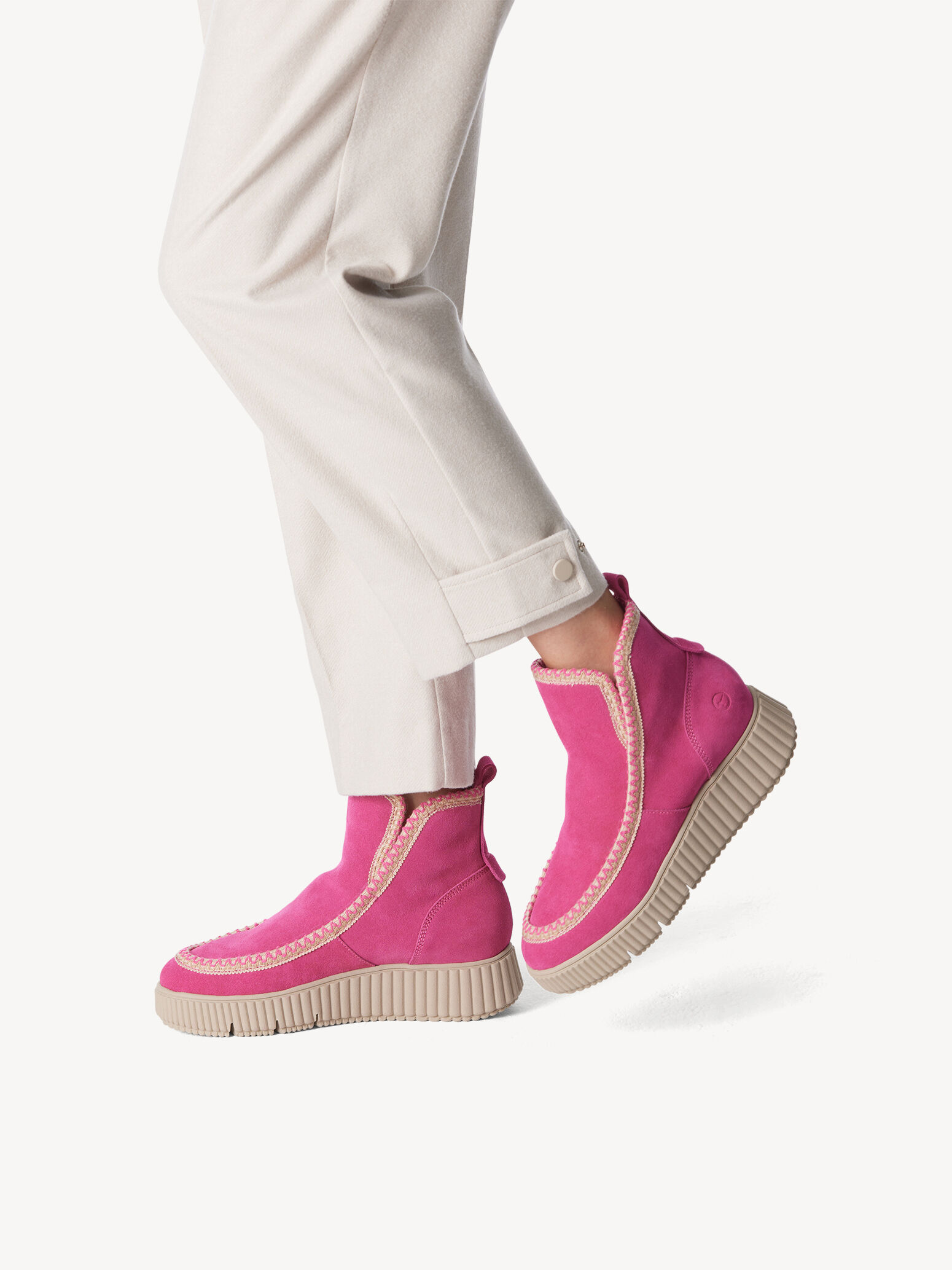 Bottine en cuir - rose fuchsia doublure chaude