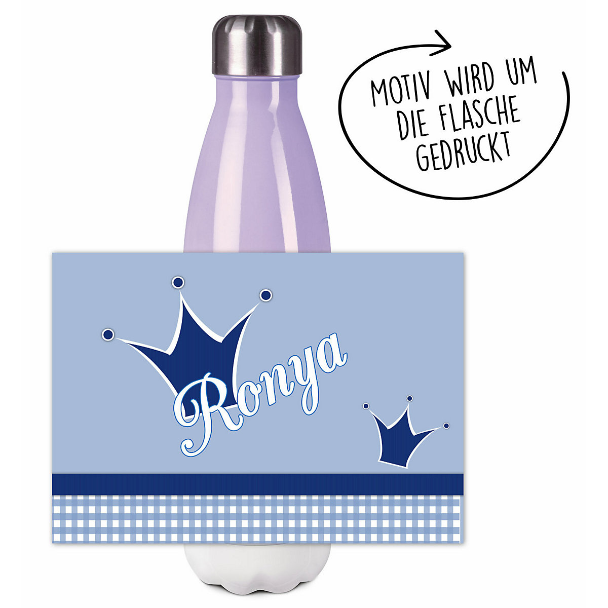 Edelstahl Kinder Thermoflasche / Trinkflasche bunt Krone Farbe blau Spülmaschinenfest, Auslaufsicher, Bruchfest, Doppelwandig, Für Heißgetränke geeignet, Mit Deckel, Isoliert