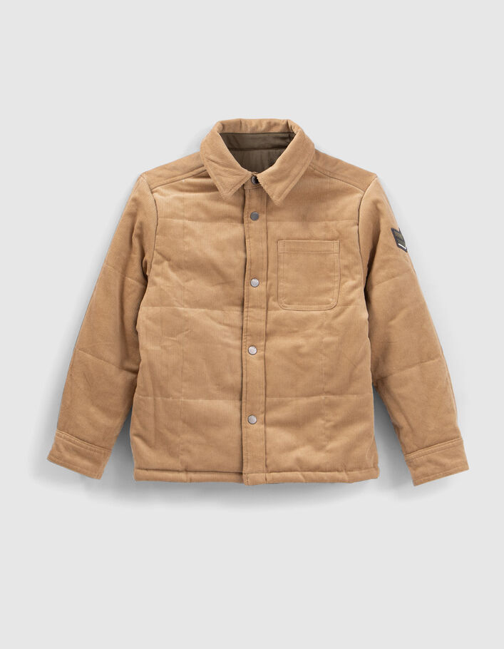 Veste réversible kaki et camel velours garçon