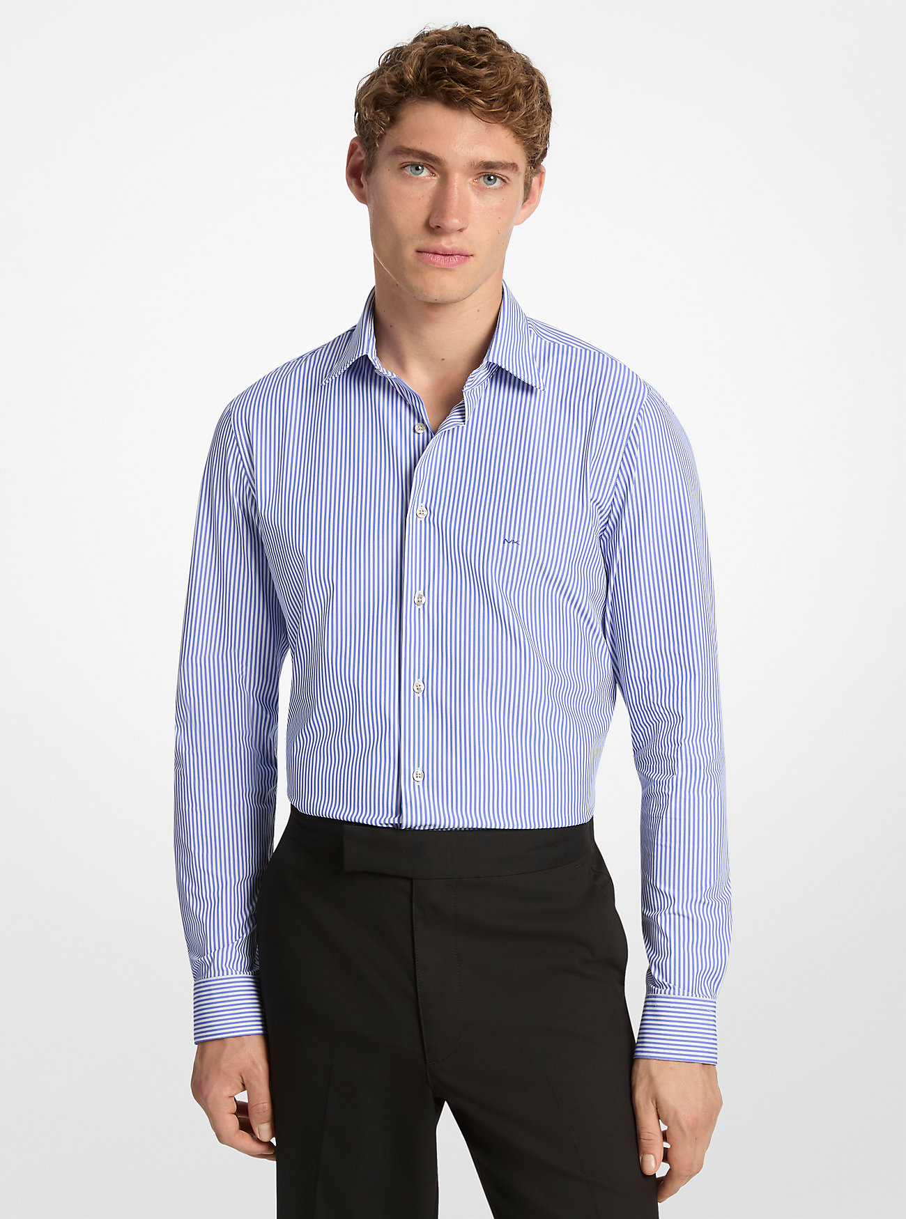 Slim-Fit Striped Tech Knit Shirt - BLUE