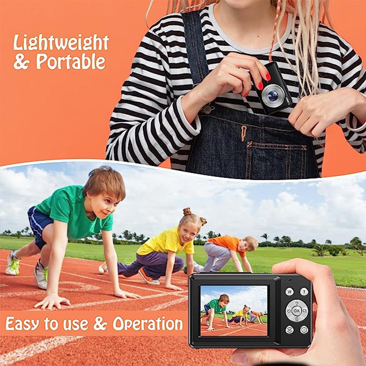 autolock Digitalkamera Fotokamera HD 1080P 44MP mit 16X Digitalzoom Kompaktkamera (Wiederaufladbare Kompaktkamera für Kinder Erwachsene Anfänger)