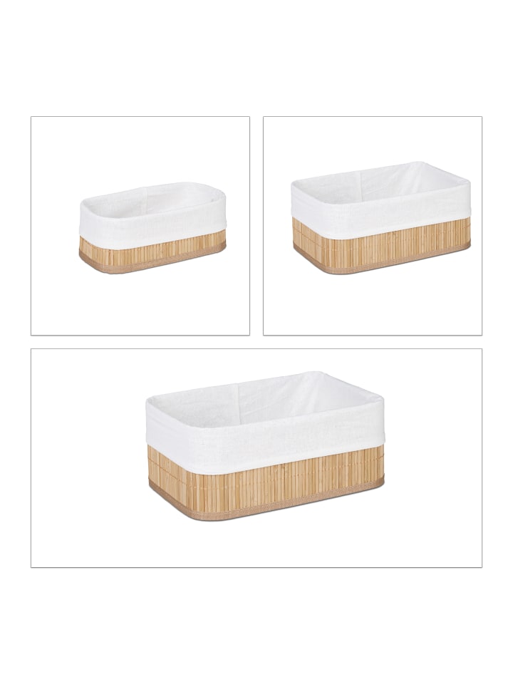 relaxdays 3x Aufbewahrungskorb Bad in Natur günstig kaufen onesize