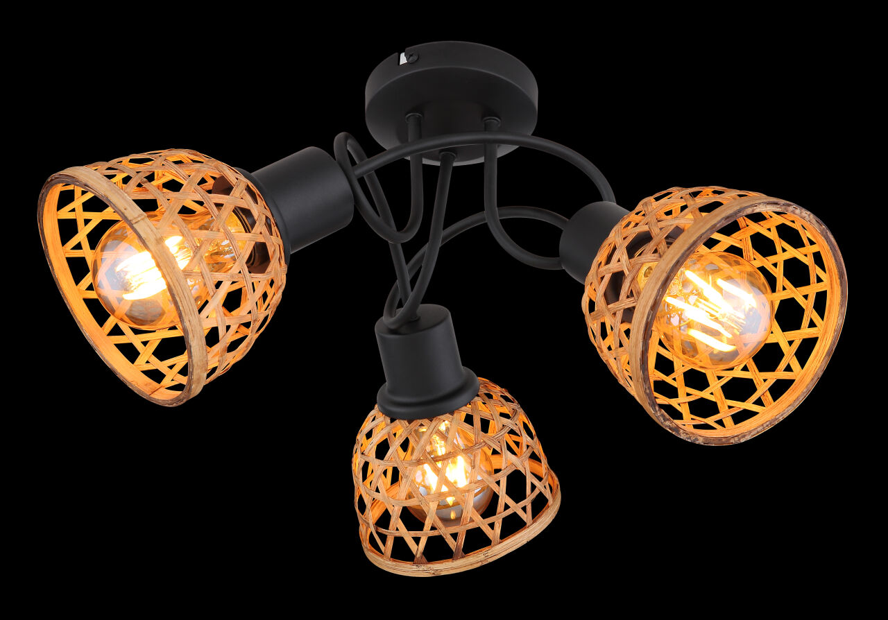 Globo Lighting - WENNA - Deckenleuchte Metall schwarz matt, 3x E27 LED