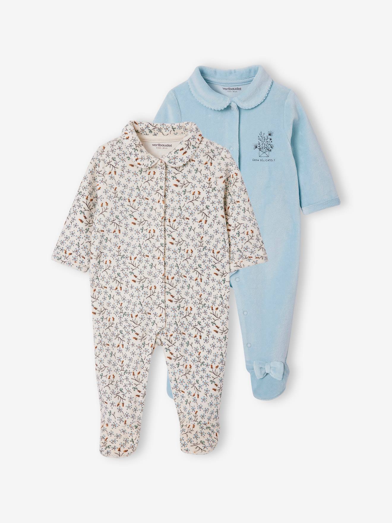 Lot de 2 dors-bien bébé en velours bleu ciel