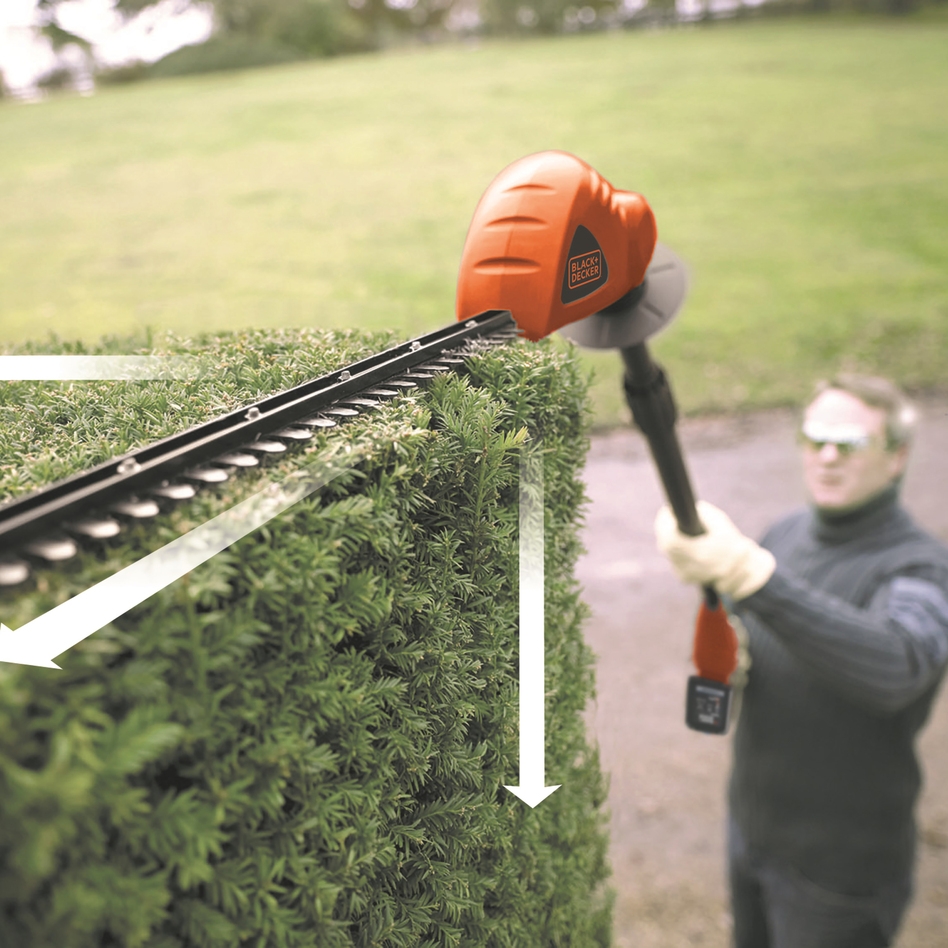 Cortasetos inalámbrico Black & Decker GTC1843L20-QW de mango largo, 43 cm, 18 voltios, batería de iones de litio de 2,0 Ah.