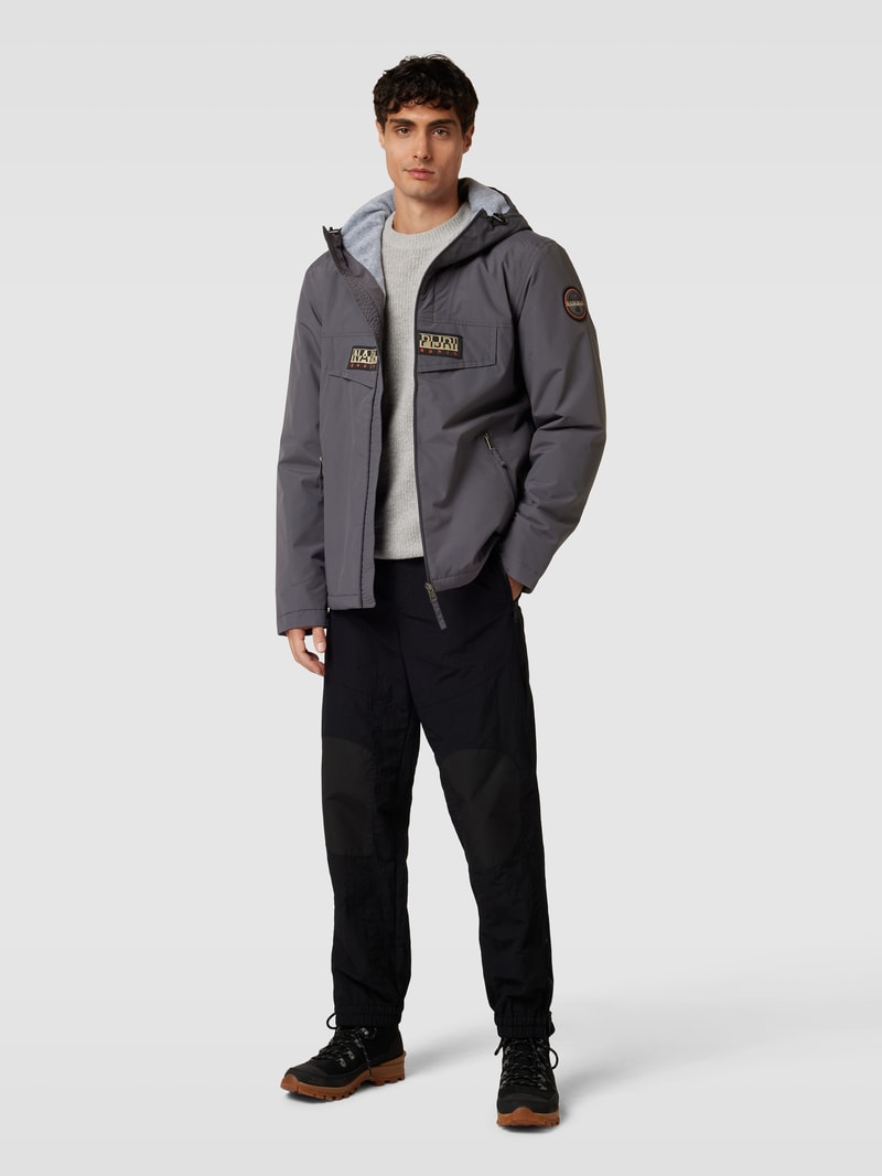Jacke mit Label-Stitching Modell 'RAINFOREST' in graphit