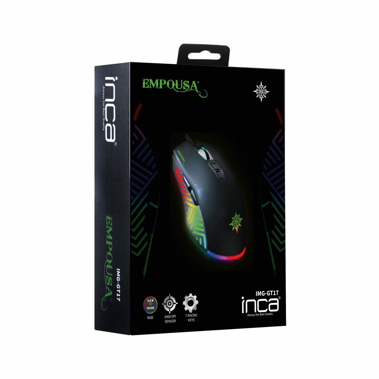 Inca IMG-GT17 PRO Optisch Gaming Maus 6400 DPI RGB-Logo-Effekt