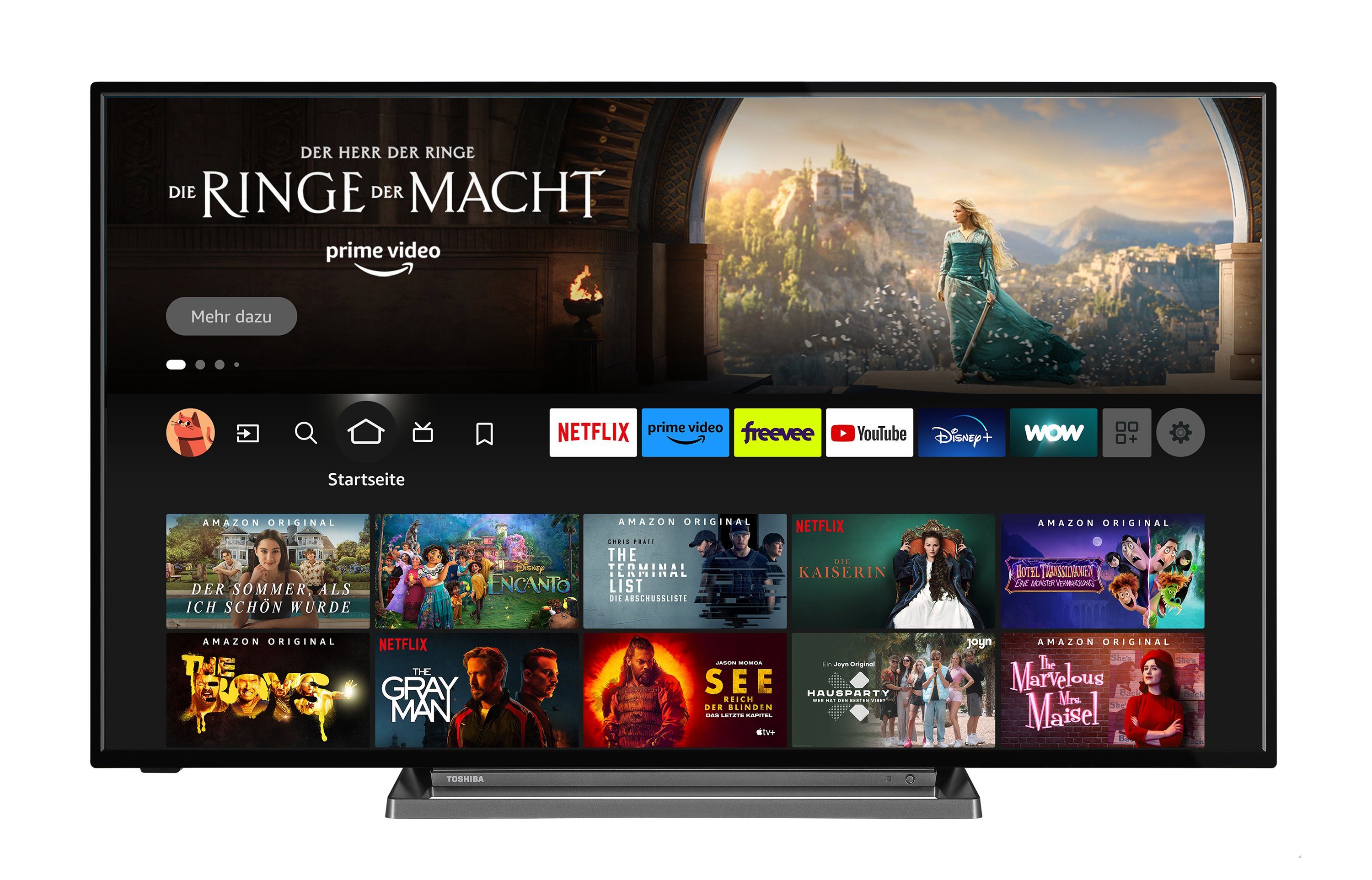 Toshiba 55UF3D63DA LCD-LED Fernseher (139 cm/55 Zoll, 4K Ultra HD, Fire TV, HDR Dolby Vision, Triple-Tuner, Alexa Sprachsteuerung, Sound by Onkyo)