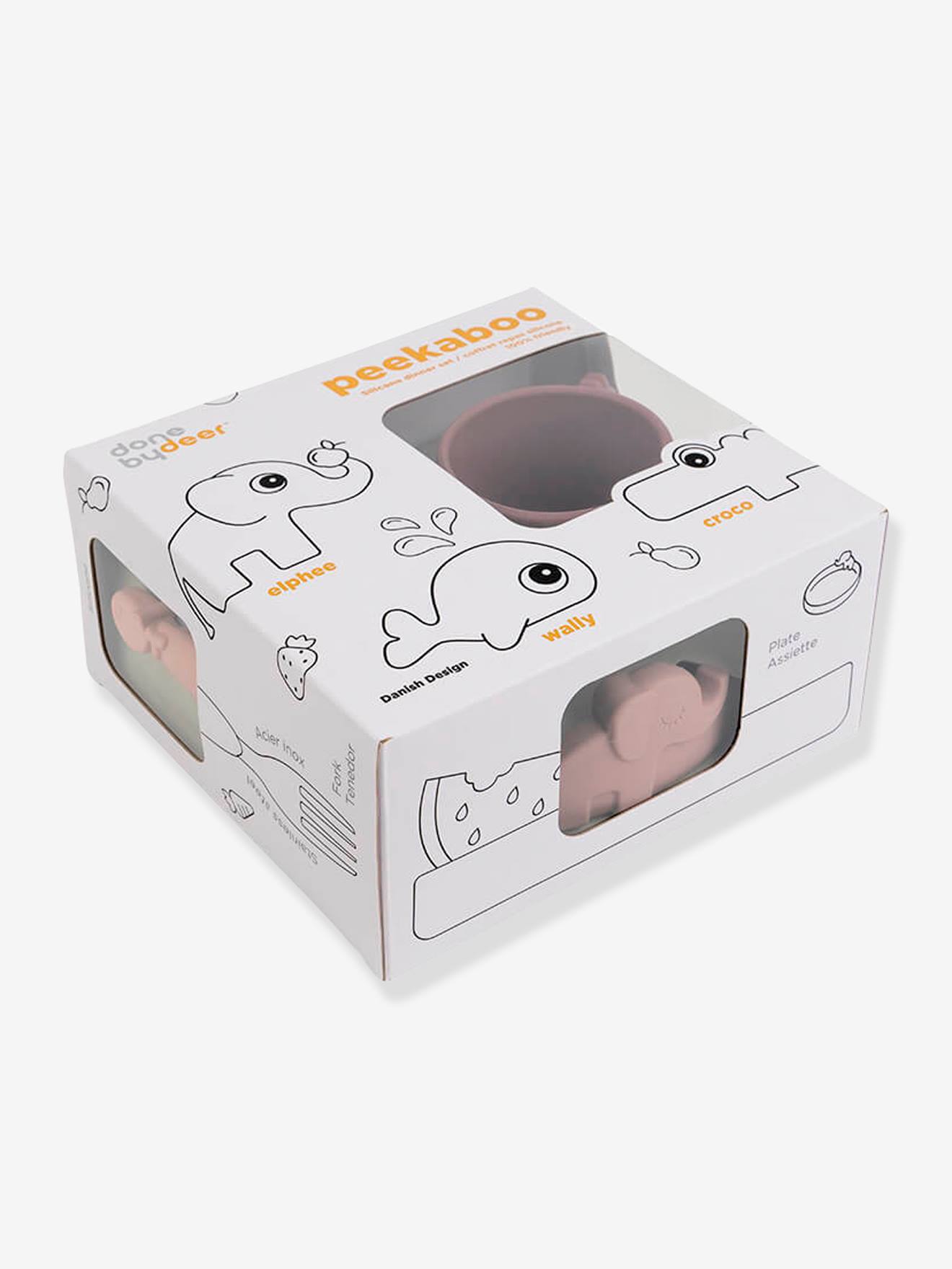Coffret repas 3 pièces DONE BY DEER Peekaboo Deer Friends en silicone bleu