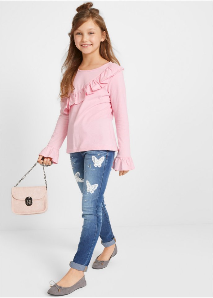 Mädchen Jeans mit Schmetterlings-Applikation
