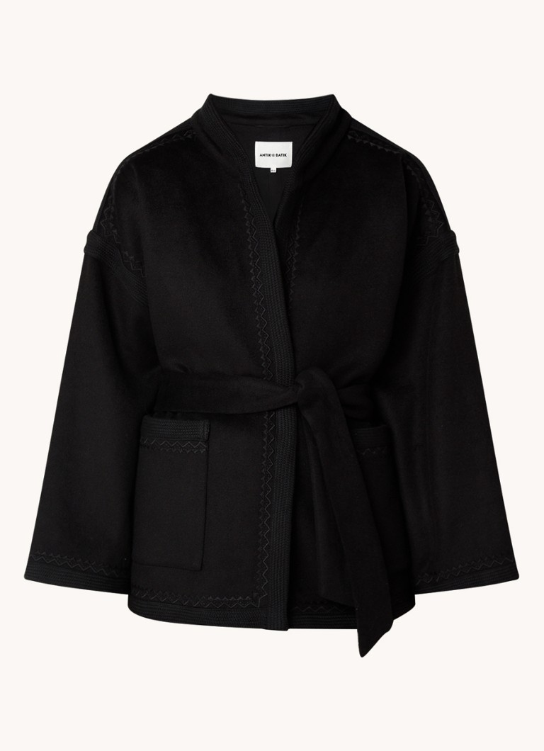 Antik Batik William fine-knit open cardigan with tie belt and patch pockets