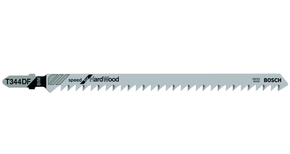 Bosch Blue Zubehör 2608634243 T344DF Stichsägeblätter T-Schaft (5 Stück) für Hartholz