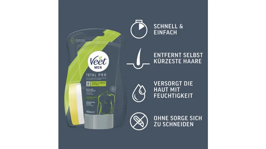 Veet Men Total Pro Dusch-Haarentfernungscreme 150 ml