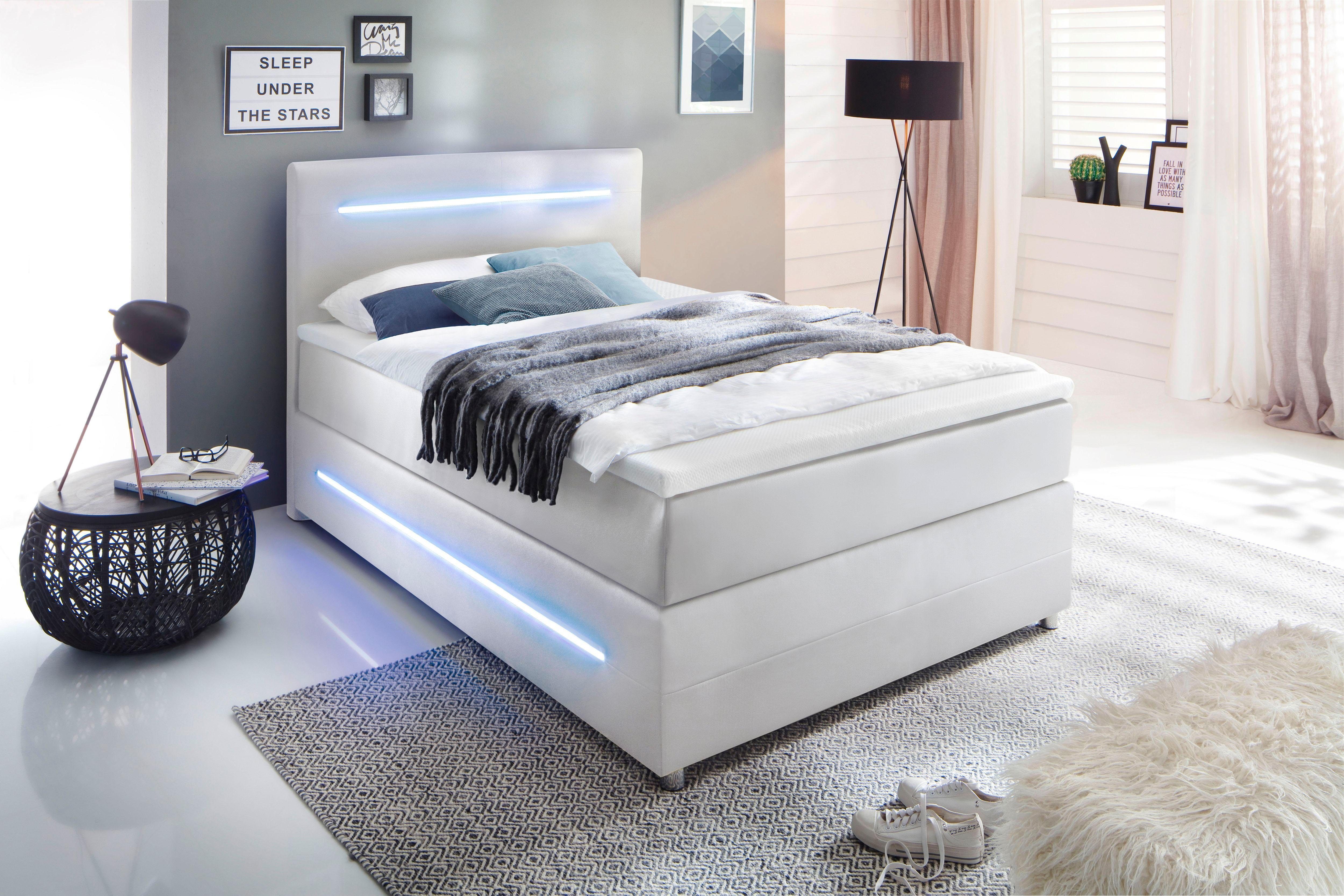 meise.möbel Boxspringbett Lights, mit LED Beleuchtung, wahlweise mit Bettkasten
