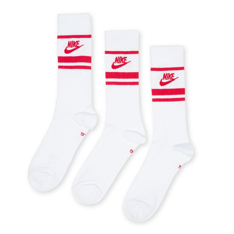 NIKE Sportswear Everyday Essential Socks (3 Pack) white/university red
