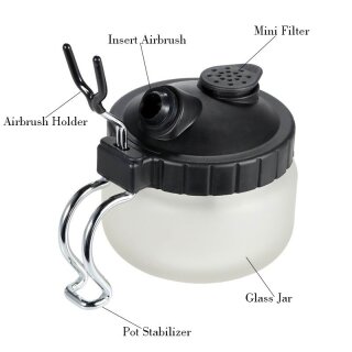 MK3 Airbrush Cleaning Pot (schwarz mit Gerätehalter)