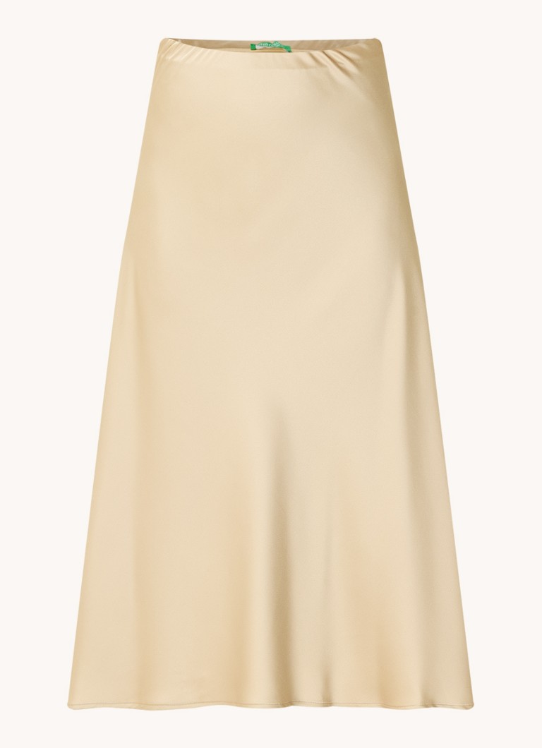 Fustă midi din satin Benetton cu talie elastică