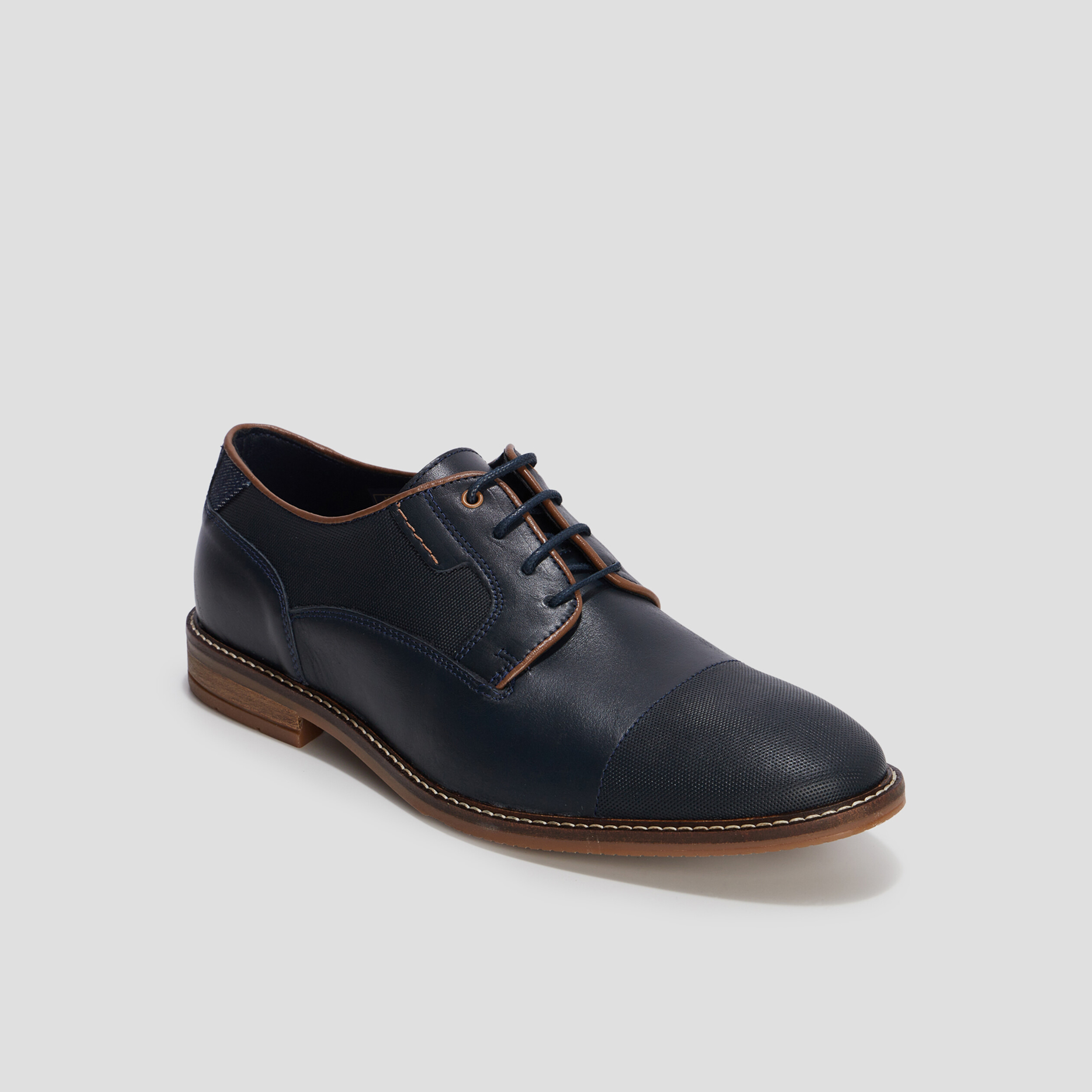 Derbies à lacets en cuir Creeks Davoul bleu marine homme | La Halle