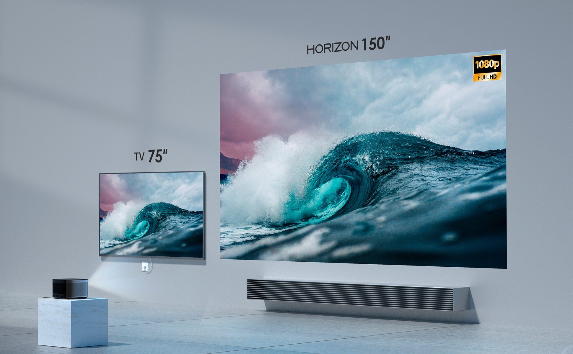 XGIMI HORIZON Beamer (2200 lm, 10000:1, 1920 x 1080 px, Smart Beamer, FullHD, 2200 ANSI-Lumen, auto. Keystone)