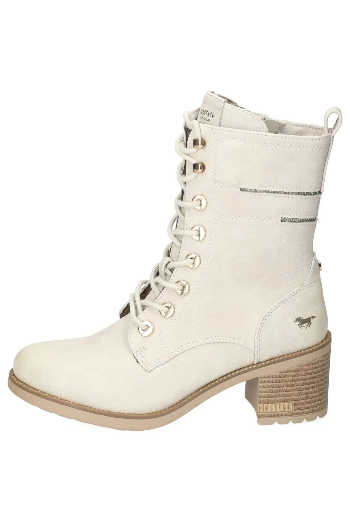 Mustang  Stiefelette - Beige - Blockabsatz