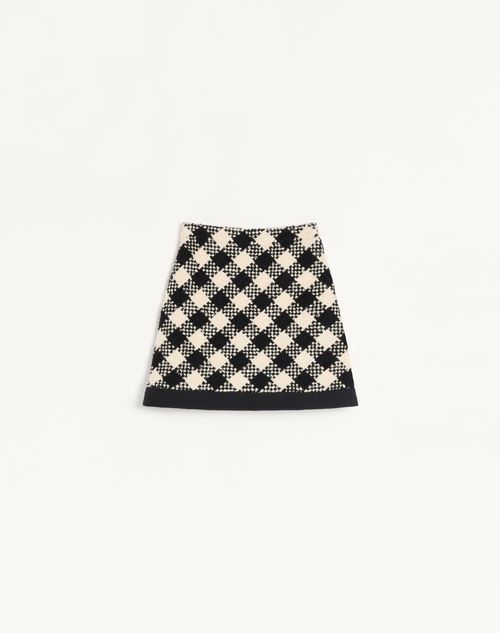 Saia curta de tweed Damier