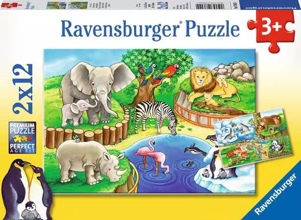 Kinderpuzzle ab 3 Jahren - Tiere im Zoo - 12 Teile