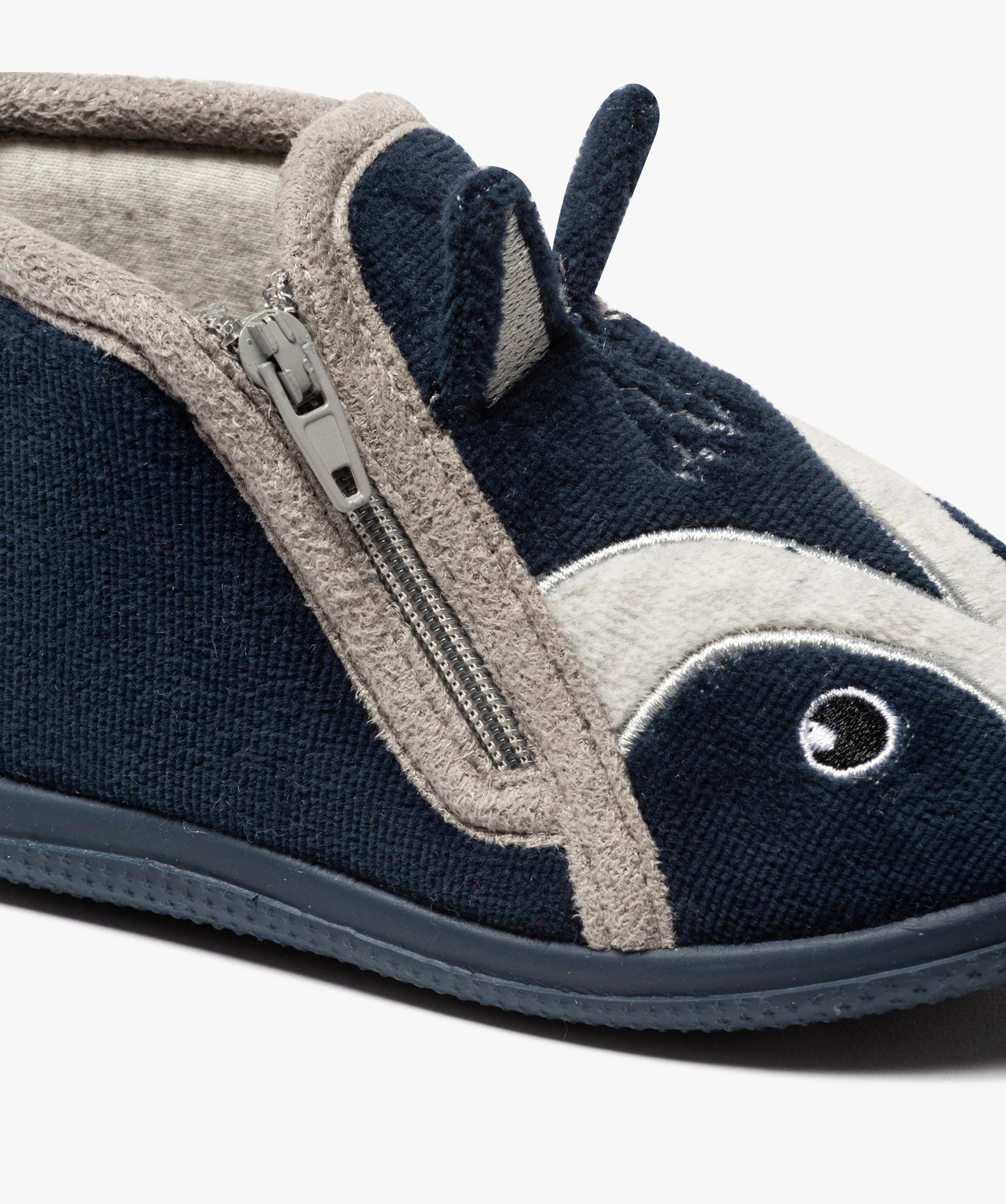 Chaussons bébé Garçon bottillons velours avec tête de loup marine | GEMO