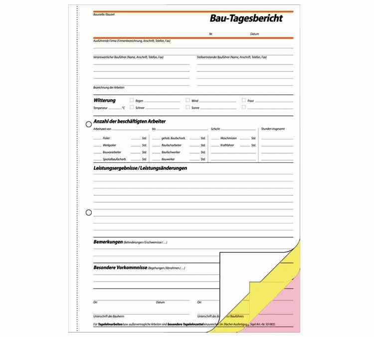 Sigel Formularbücher Bautagebuch