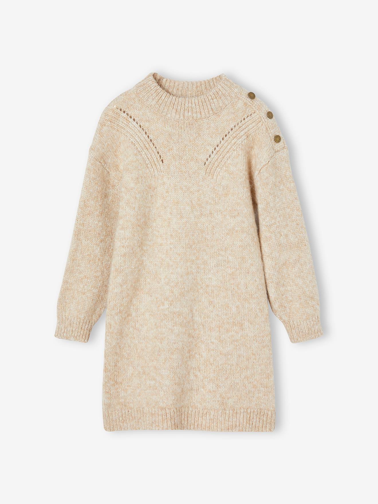 Robe en tricot fille beige chiné
