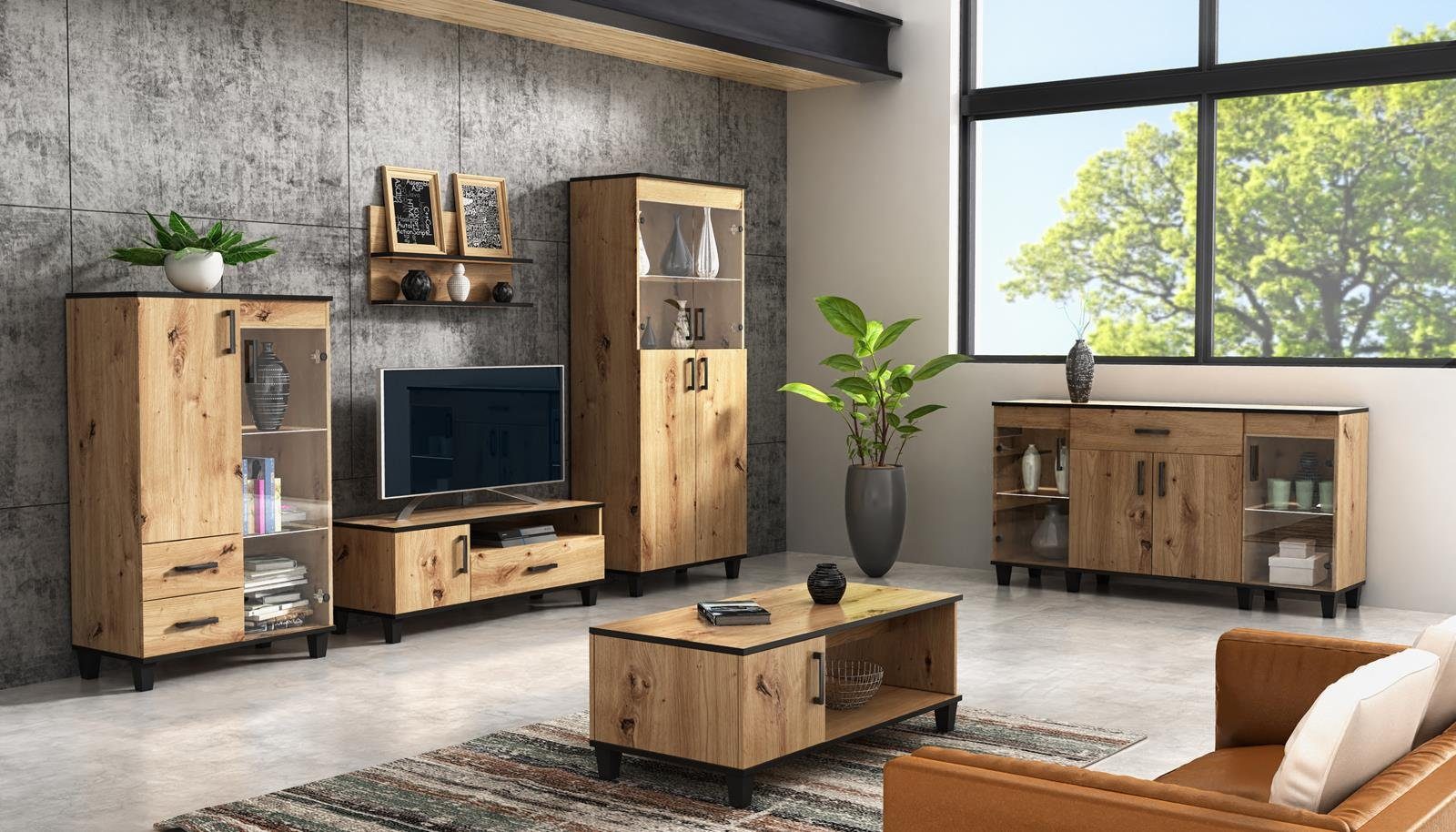 Beautysofa Stauraumschrank P12 (Holzbeine, Zweitüren Schränke) Schrank mit Kleiderstange und Einlegeböden