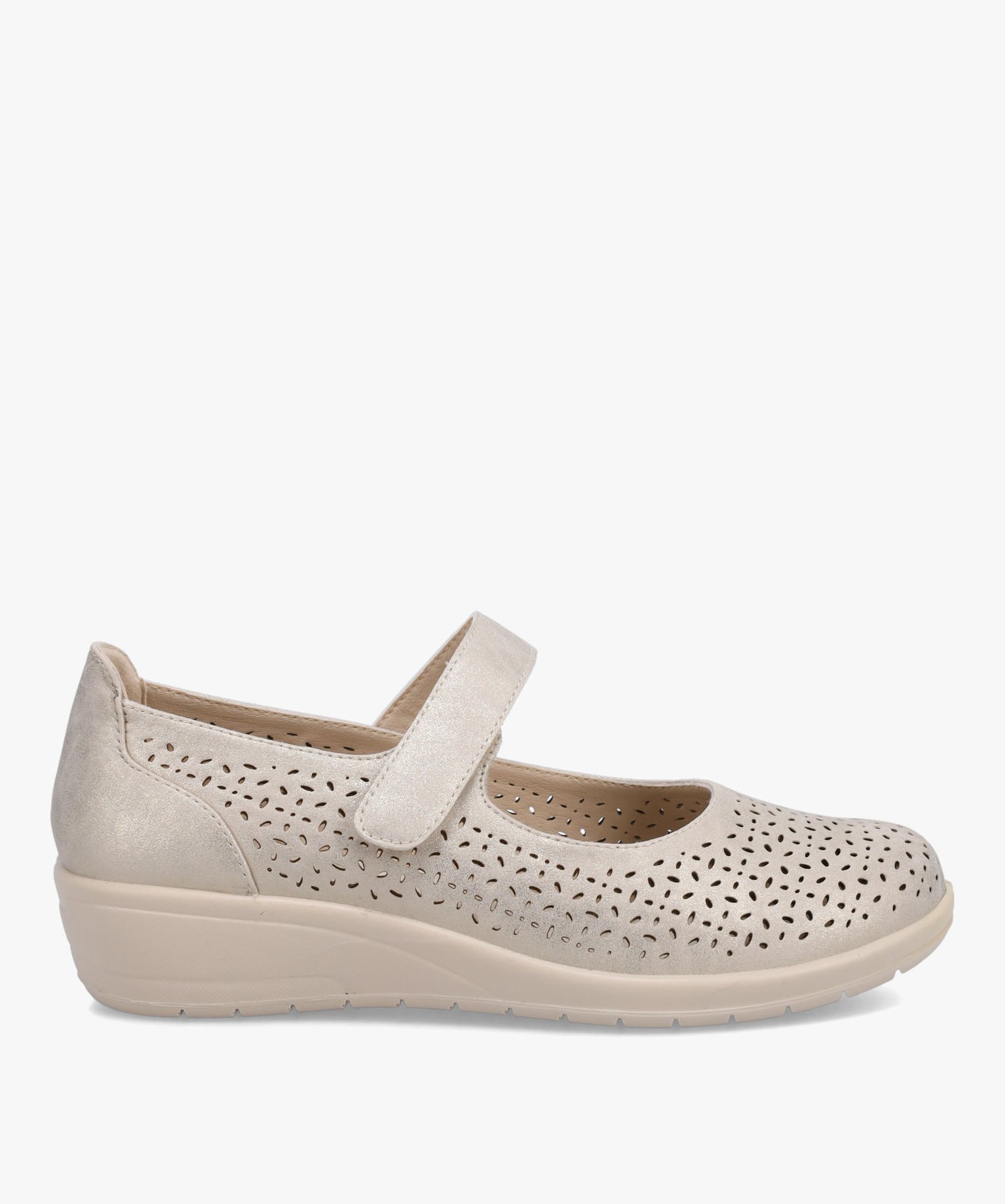 Ballerines femme confort à bride scratch dessus ajouré or | GEMO