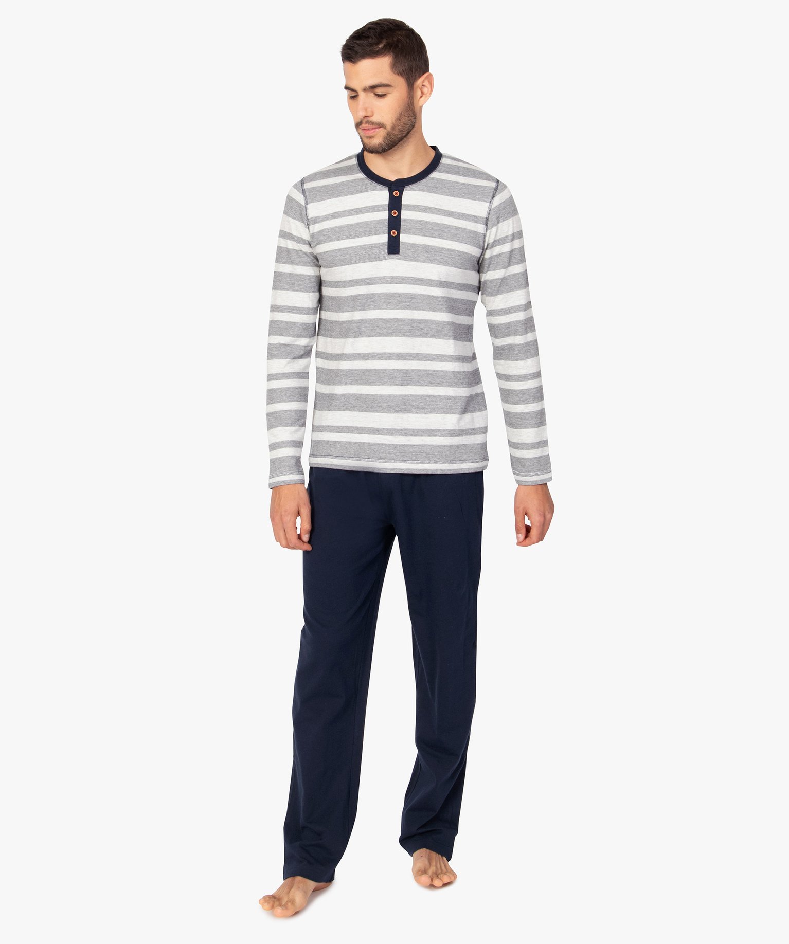 Pyjama homme 2 pièces tee-shirt et pantalon dépareillés bleu | GEMO