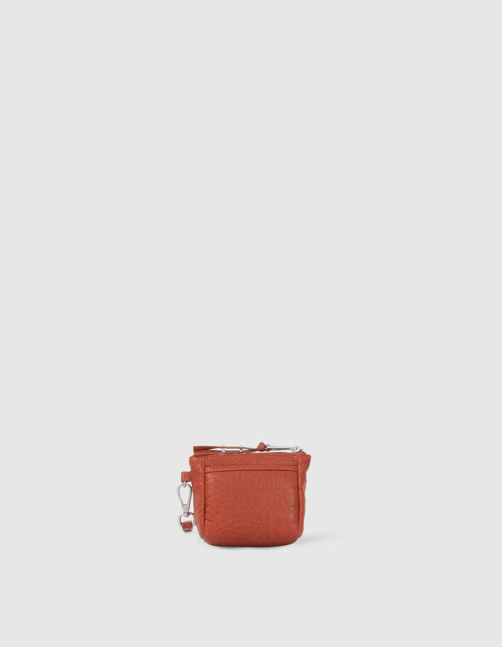Mini trousse 1440 Toy orange cuir embossé croco Femme