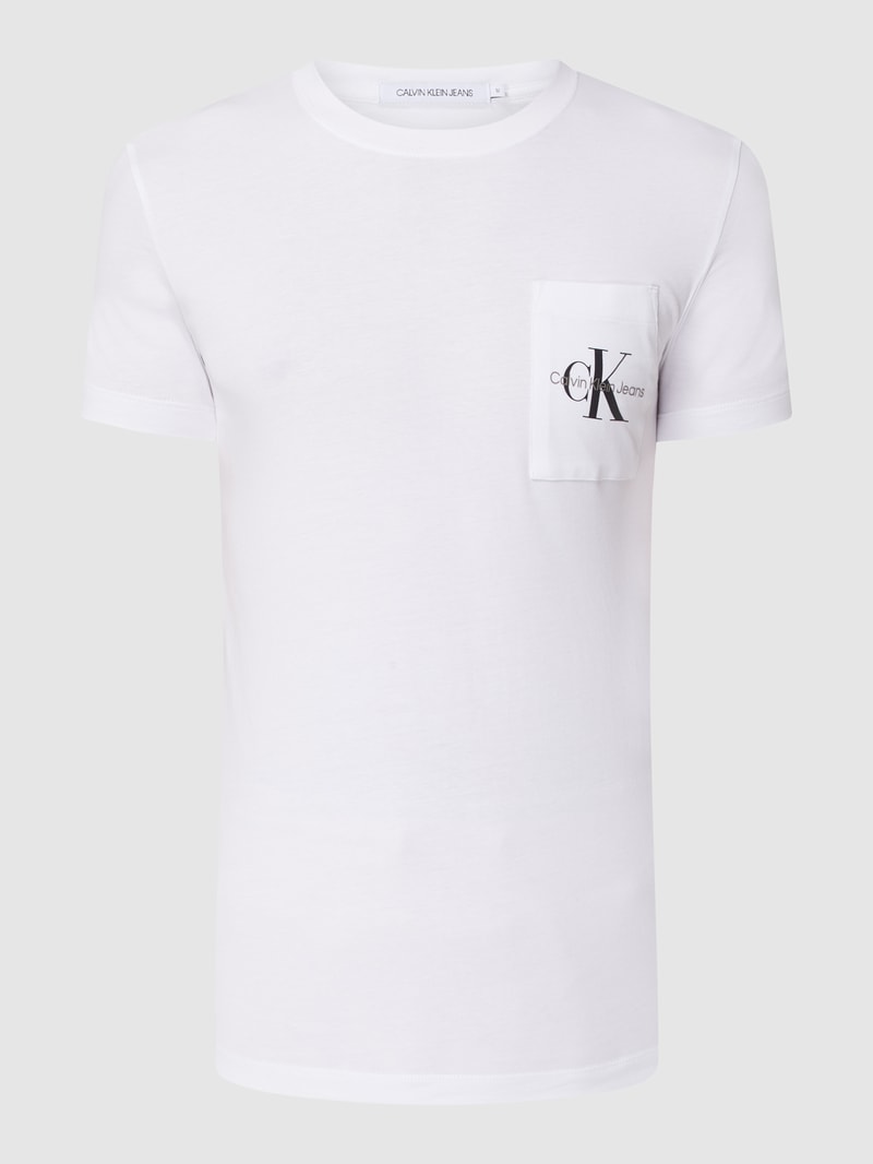 T-Shirt mit Brusttasche  in weiss