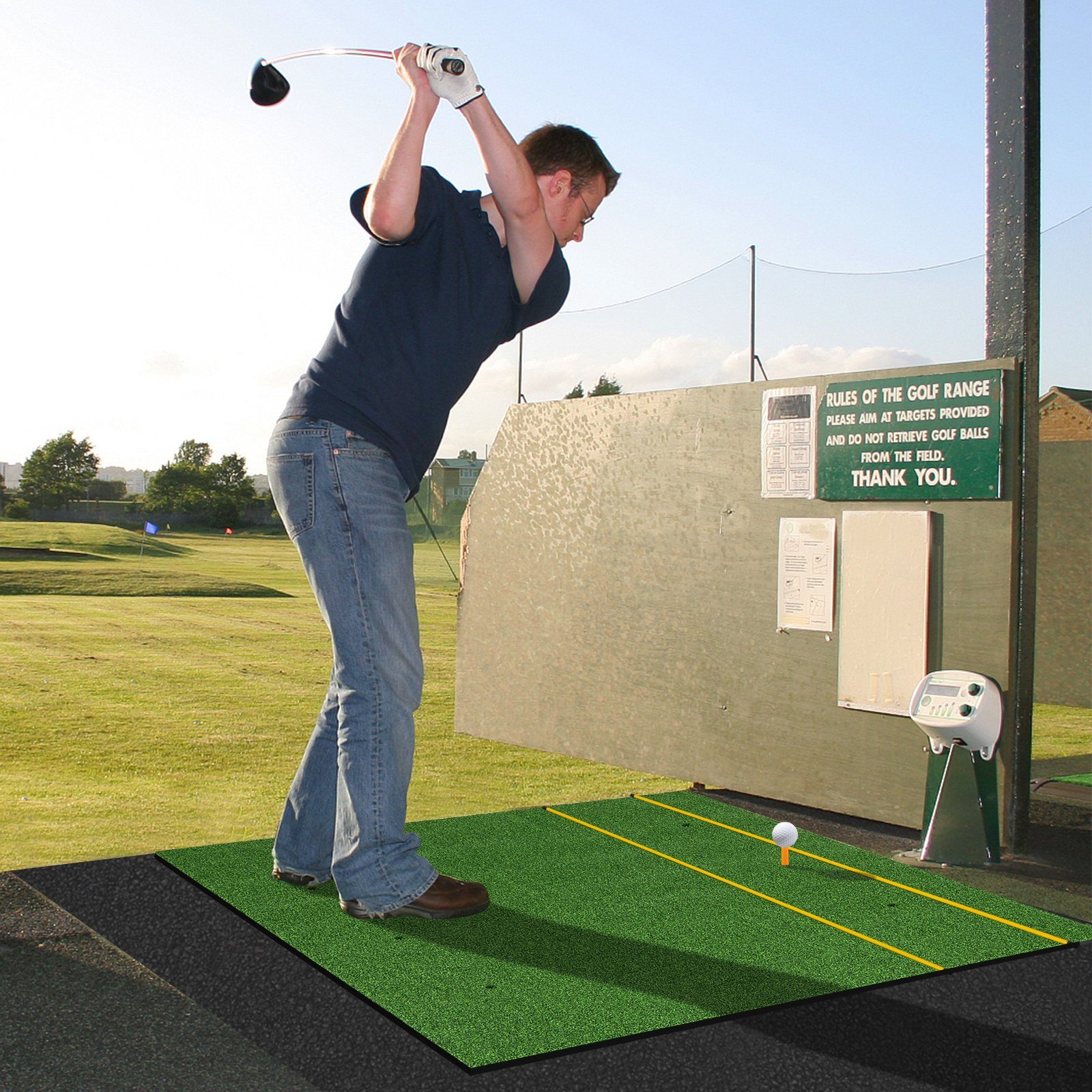COSTWAY Golf-Abschlagmatte Übungsmatte, mit 2 Golf-Tees