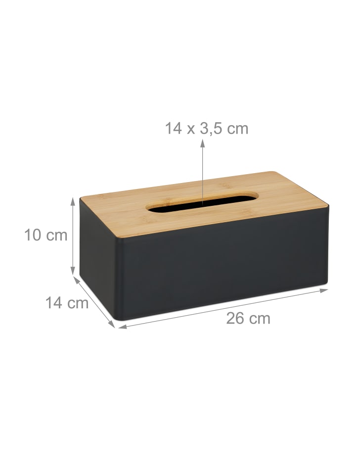 relaxdays Tücherbox in Schwarz/Natur - (B)26 x (H)10 x (T)14 cm günstig kaufen onesize
