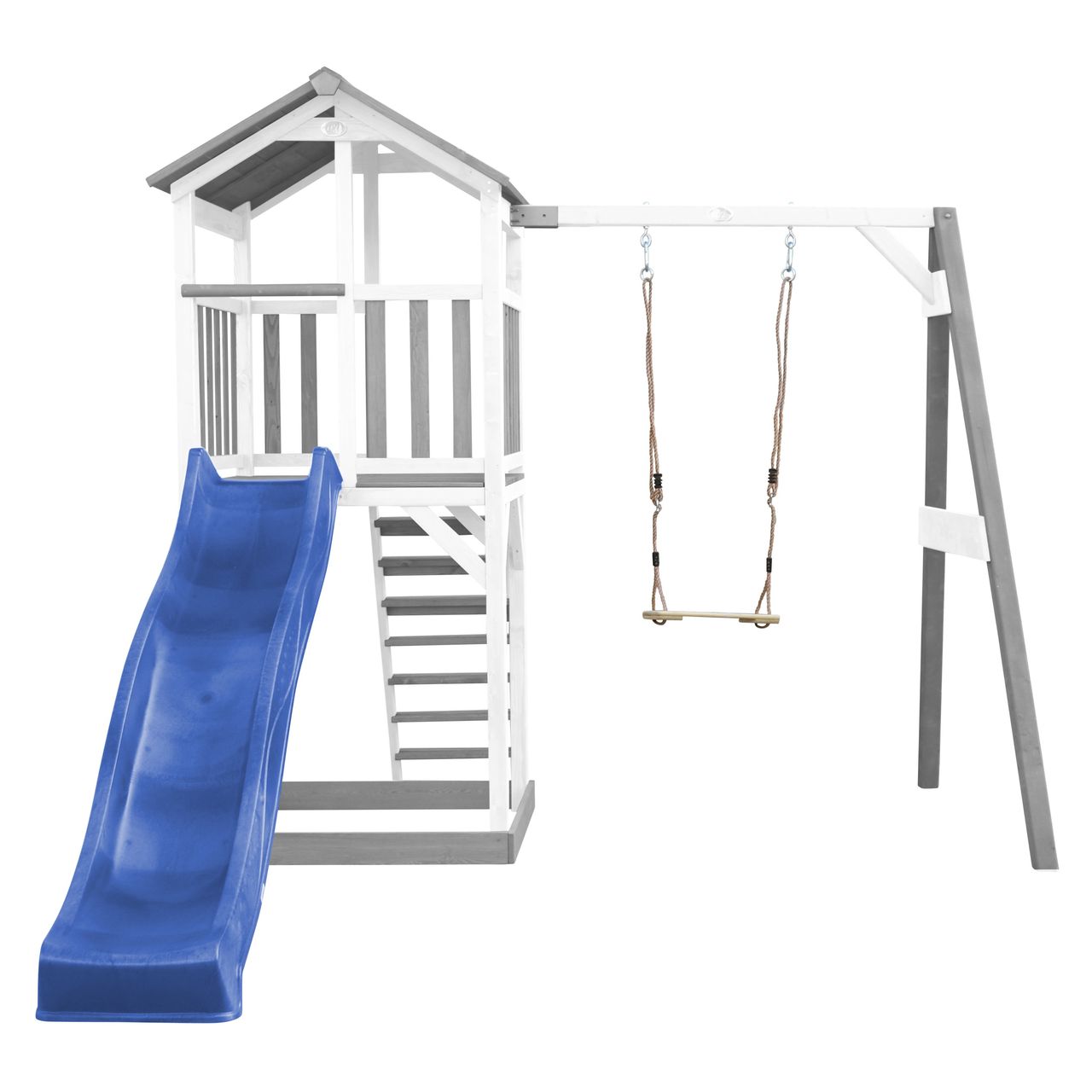 AXI Beach Tower Spielturm mit Einzelschaukel - Blaue Rutsche