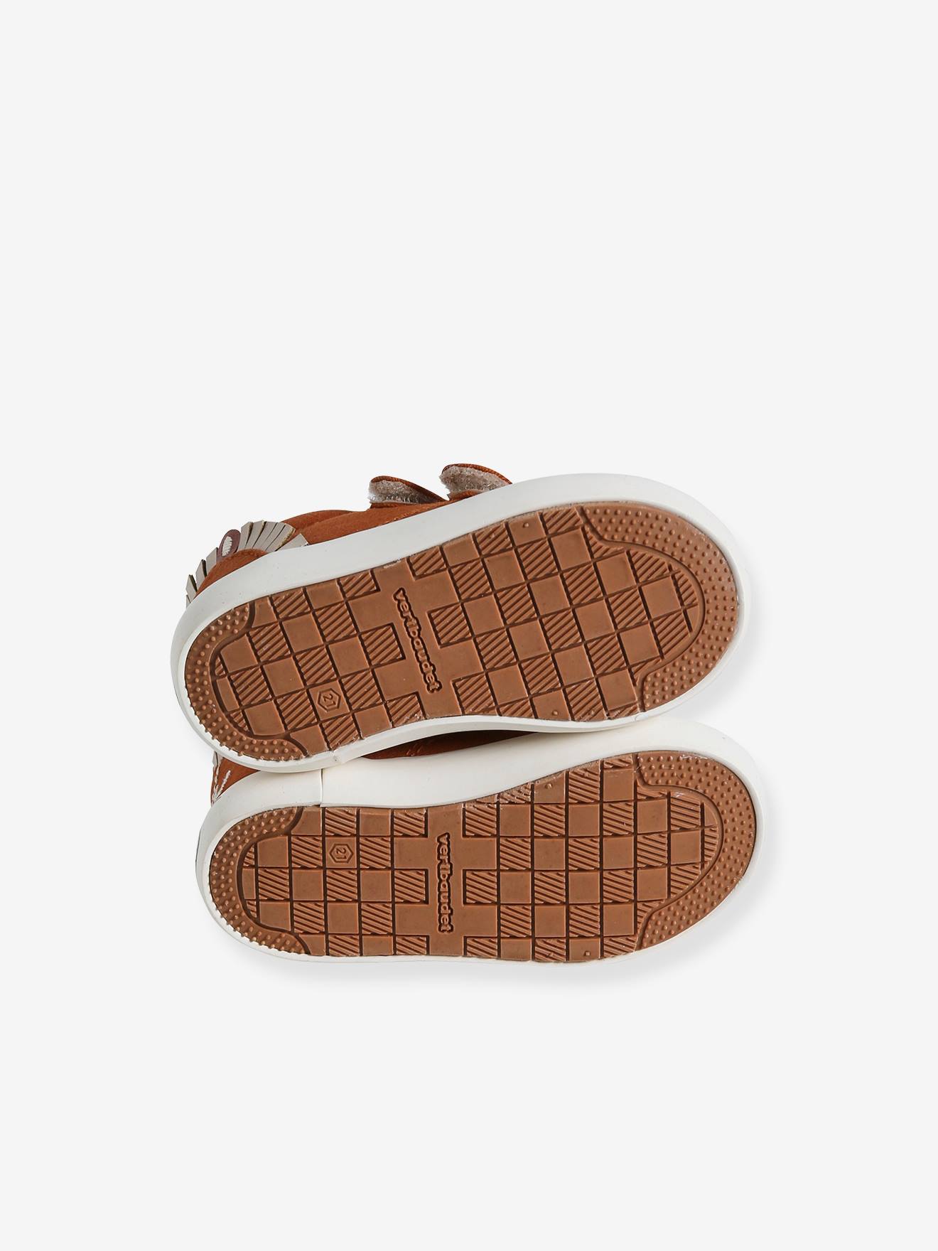 Vertbaudet Jungen Baby Stoff-Sneakers, Klett - dunkelbraun