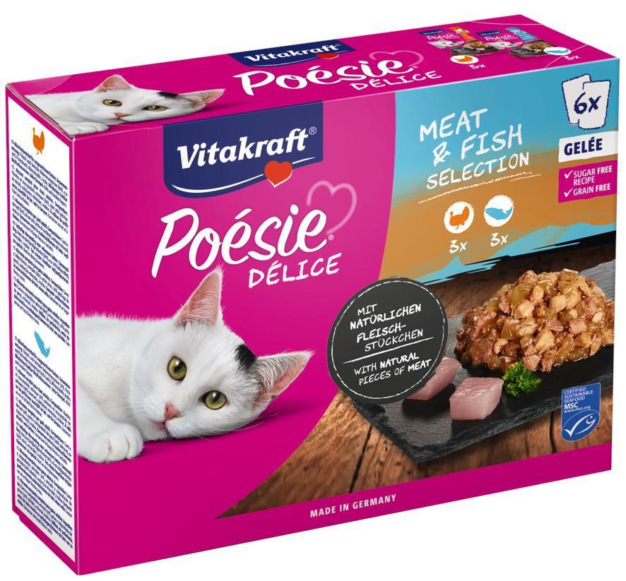 Vitakraft Nassfutter Vitakraft Poésie Delice Adult 6x85g Fleisch & Fisch, in Gelee