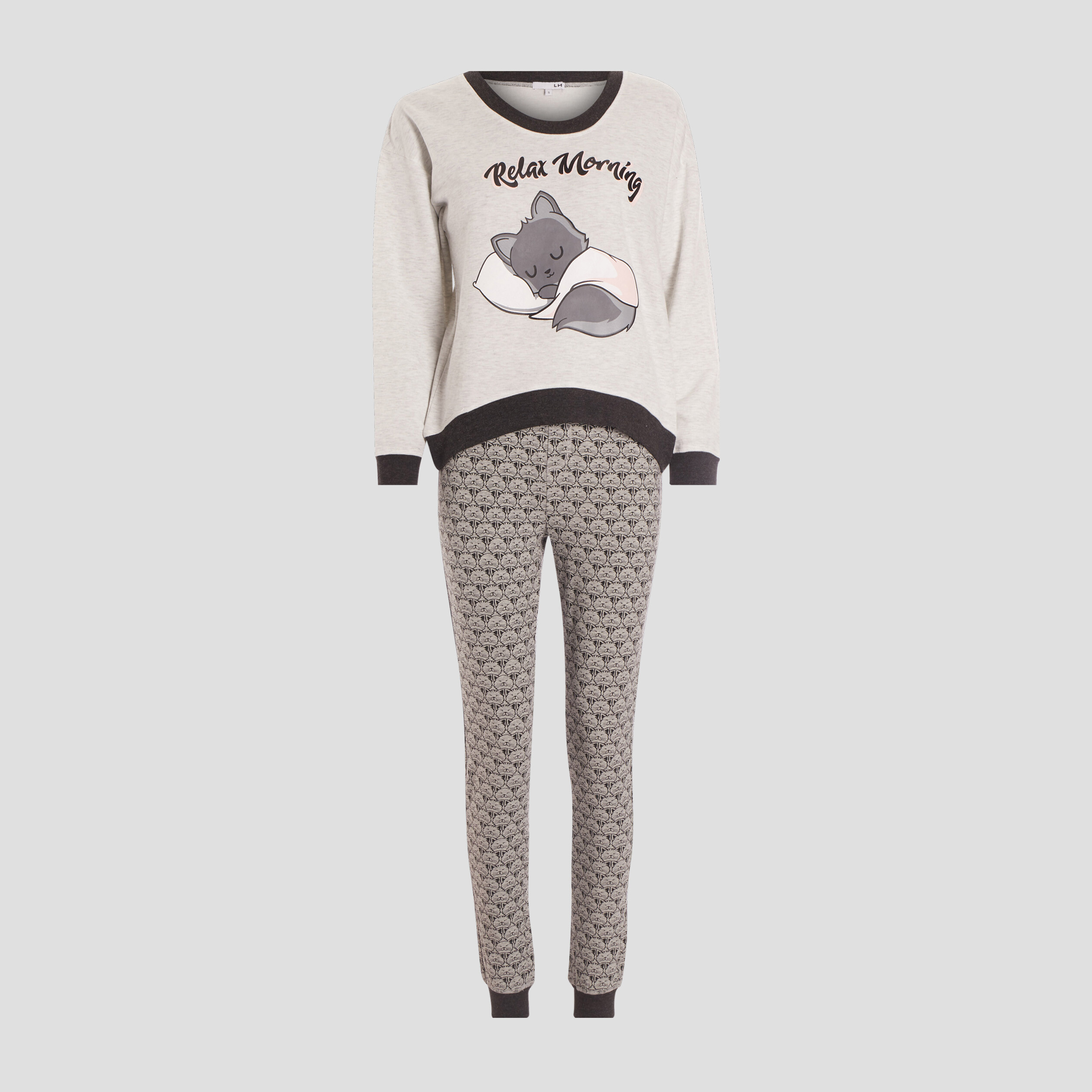 Ensemble pyjama 2 pièces gris clair femme | La Halle