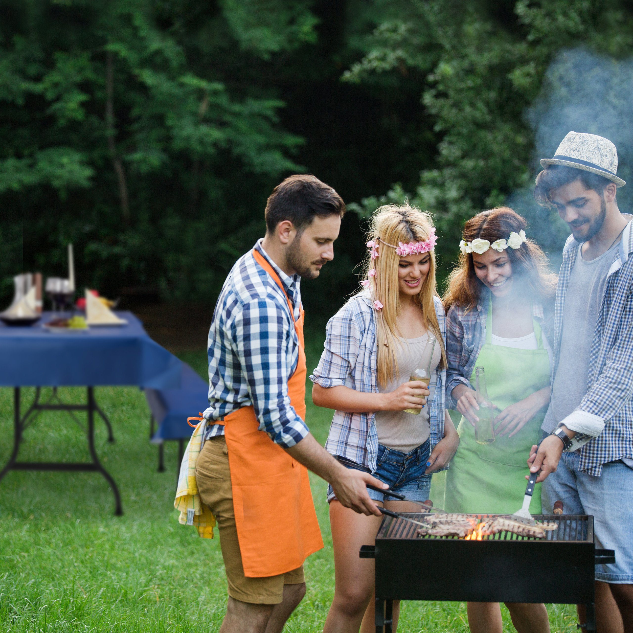 relaxdays Bierzeltgarnitur 24x Bierzeltgarnitur Auflage blau