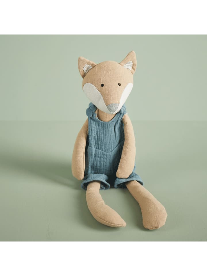 Bieco Spielwaren Kuscheltier aus Leinen & Musselin Fuchs - ab Geburt in Blau günstig kaufen onesize
